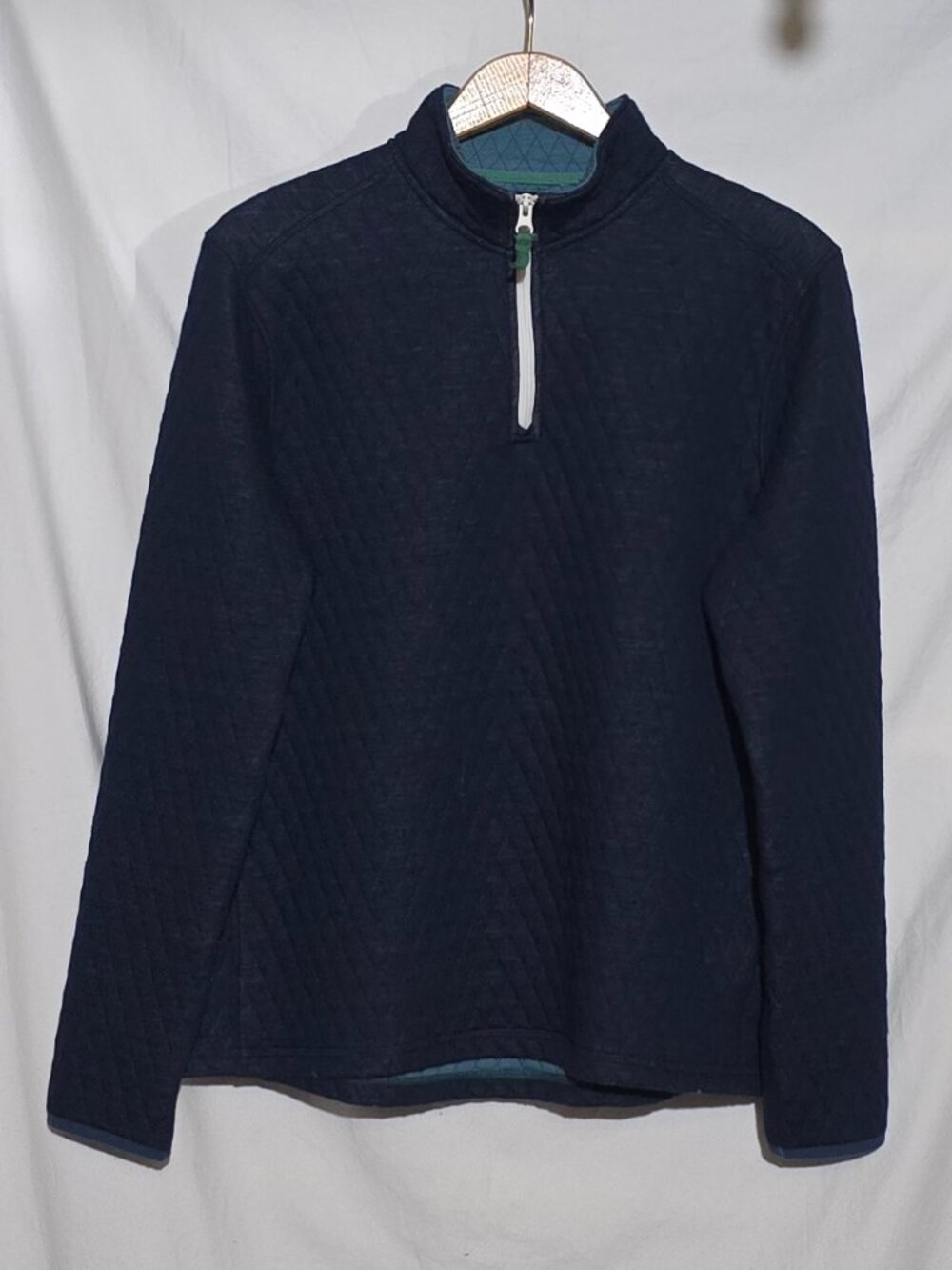 J.Crew Authentic Fleece Men's 1/4 Zip Quilted Diamond Pullover - Navy Blue - L*